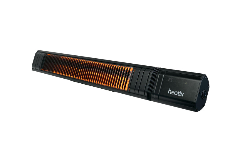 Zwarte slimme wandmodel Heatix heater of terrasverwarmer met 2500 Watt met afstandsbediening