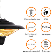 Hangende terrasverwarmer Heatix 1500 watt
